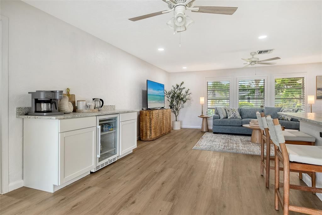 Dining room, Interior, Recessed Lighting, Wood Texture Flooring