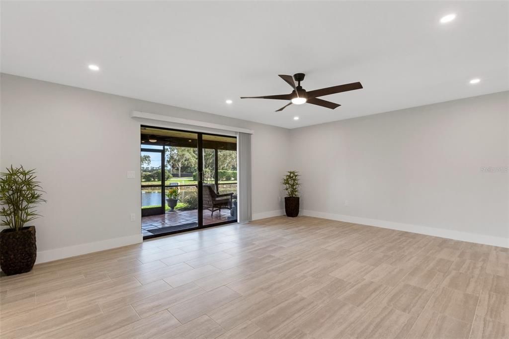 Empty room, Interior, Recessed Lighting, Wood Texture Flooring