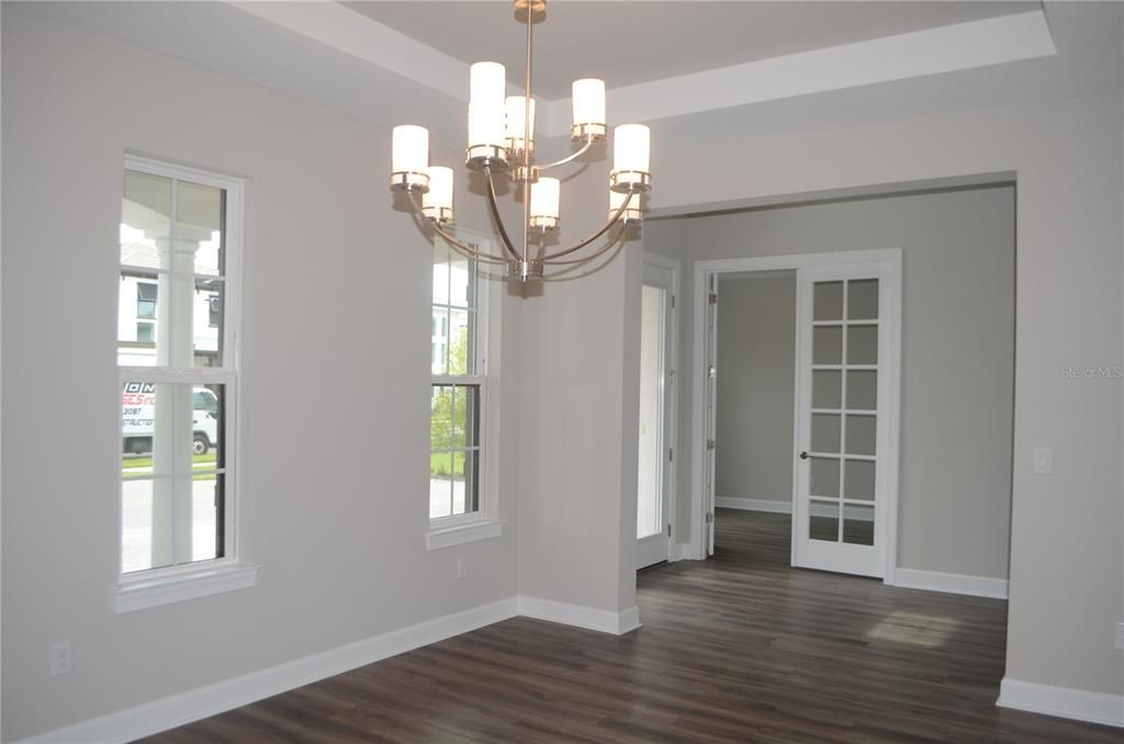 Chandelier, Empty room, Interior, Wood Texture Flooring
