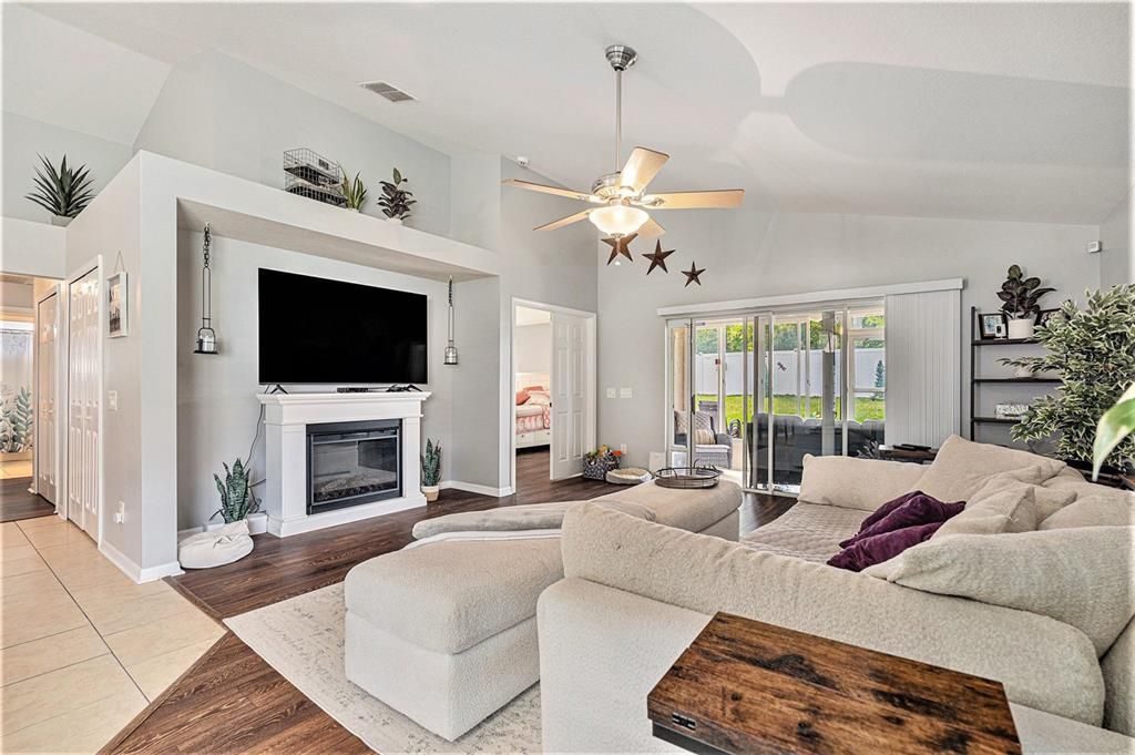 Fireplace, Interior, Living room, Wood Texture Flooring
