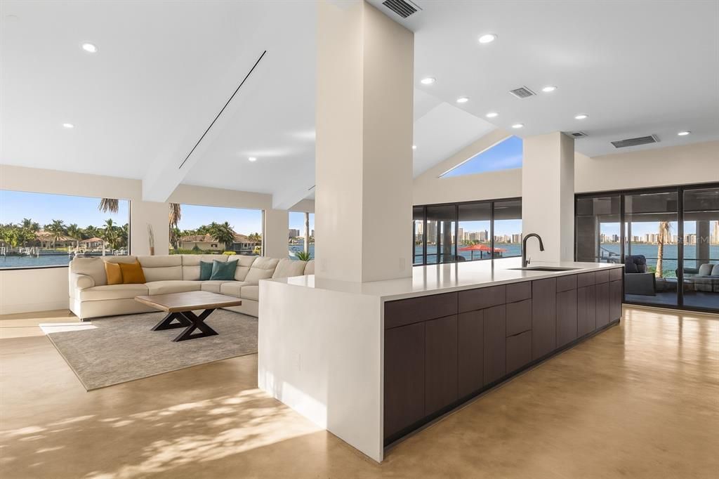 Interior, Kitchen, Living room, Recessed Lighting, Water