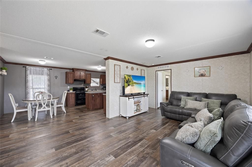 Dining room, Interior, Kitchen, Living room, Wood Texture Flooring