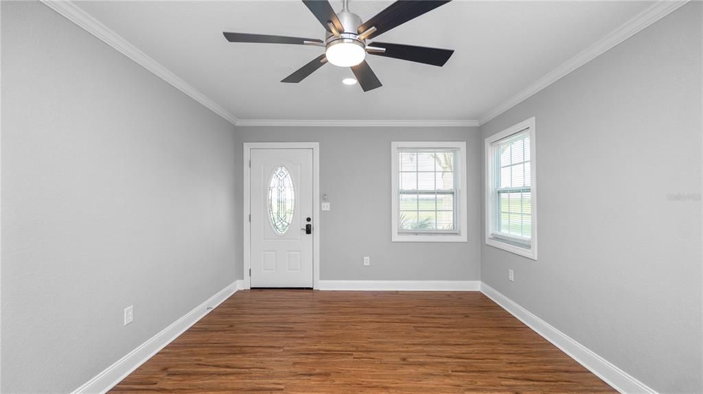 Empty room, Interior, Recessed Lighting, Wood Texture Flooring