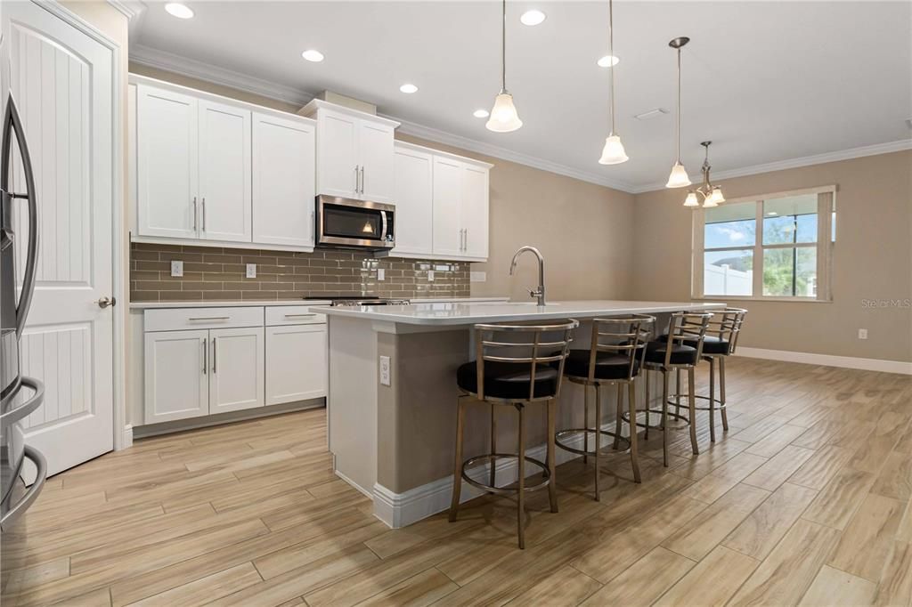 Interior, Kitchen, Pendant Lights, Recessed Lighting, Wood Texture Flooring