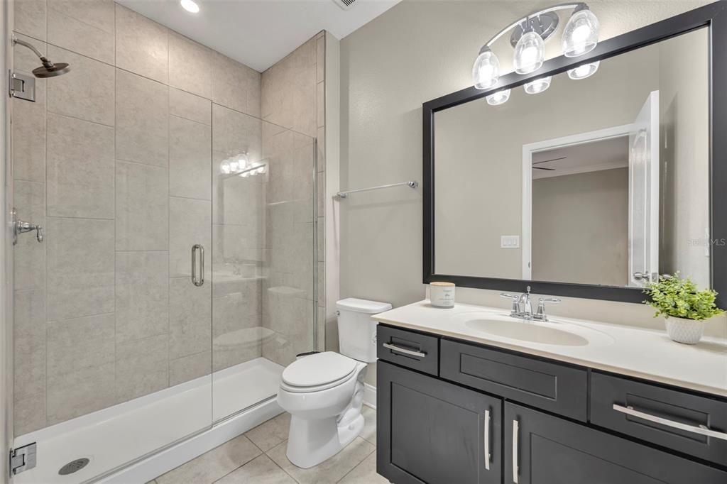 Bathroom, Glass Shower, Interior, Recessed Lighting