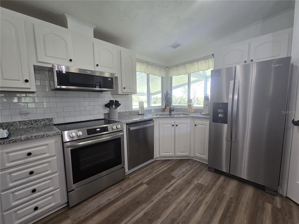 Interior, Kitchen, Stainless Steel Appliances, Wood Texture Flooring