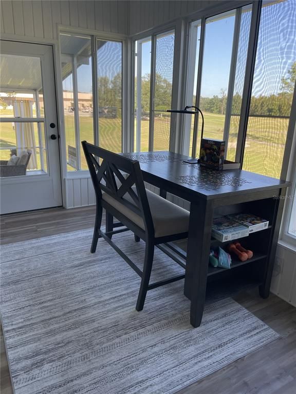 Dining room, Interior, Sun Room, Wood Texture Flooring