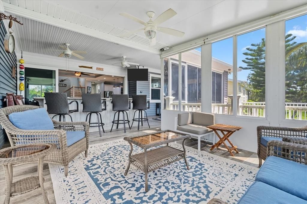 Dining room, Interior, Kitchen, Living room, Recessed Lighting, Sun Room, Wood Texture Flooring