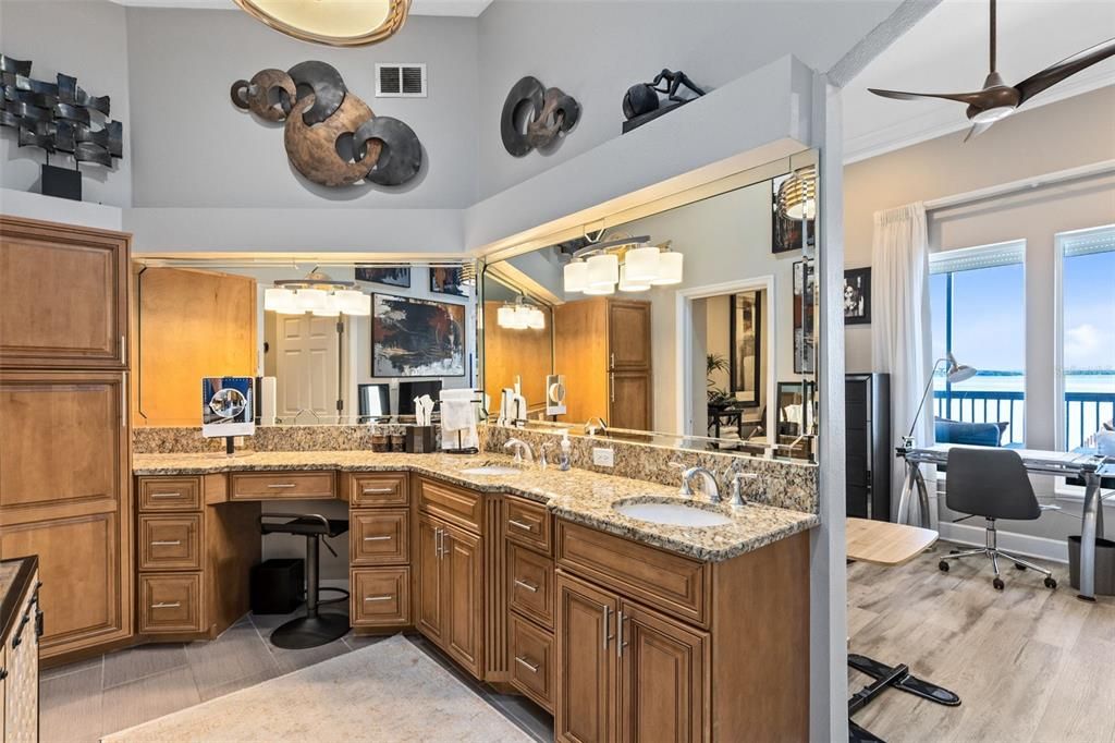 Bathroom, Dual Sink Vanities, Interior, Water, Wood Texture Flooring