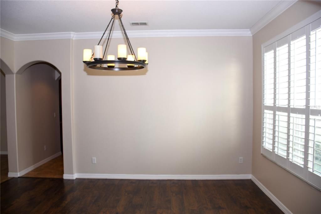 Chandelier, Empty room, Interior, Pendant Lights, Wood Texture Flooring