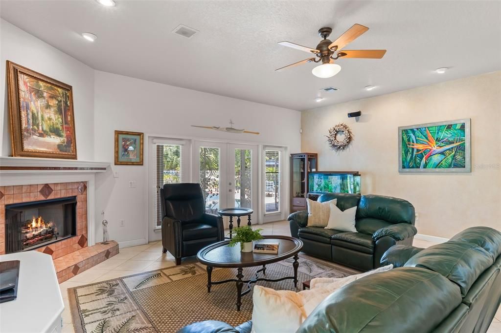 Fireplace, Interior, Living room, Recessed Lighting