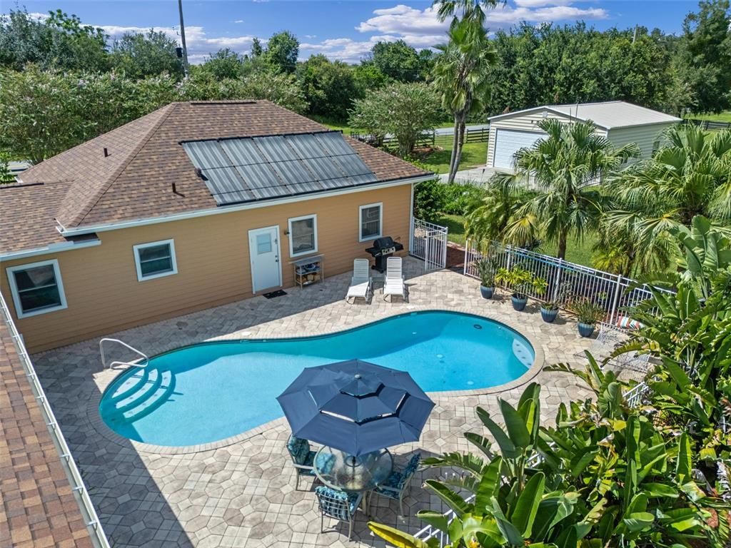 Exterior, Pool, Solar Panels