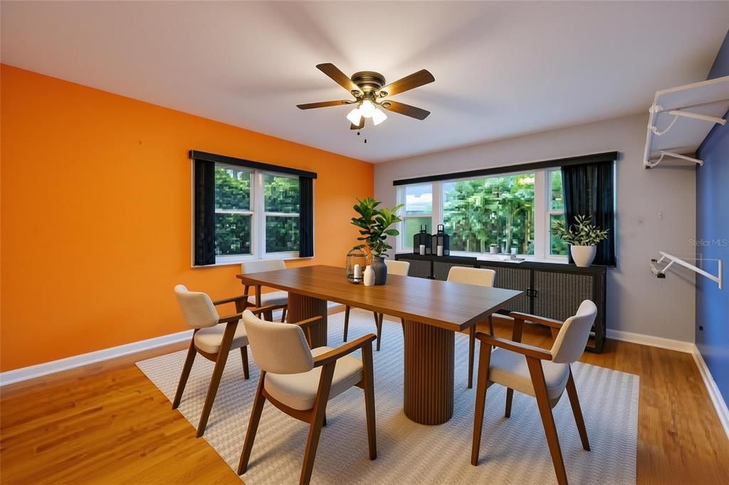 Dining room, Interior, Wood Texture Flooring