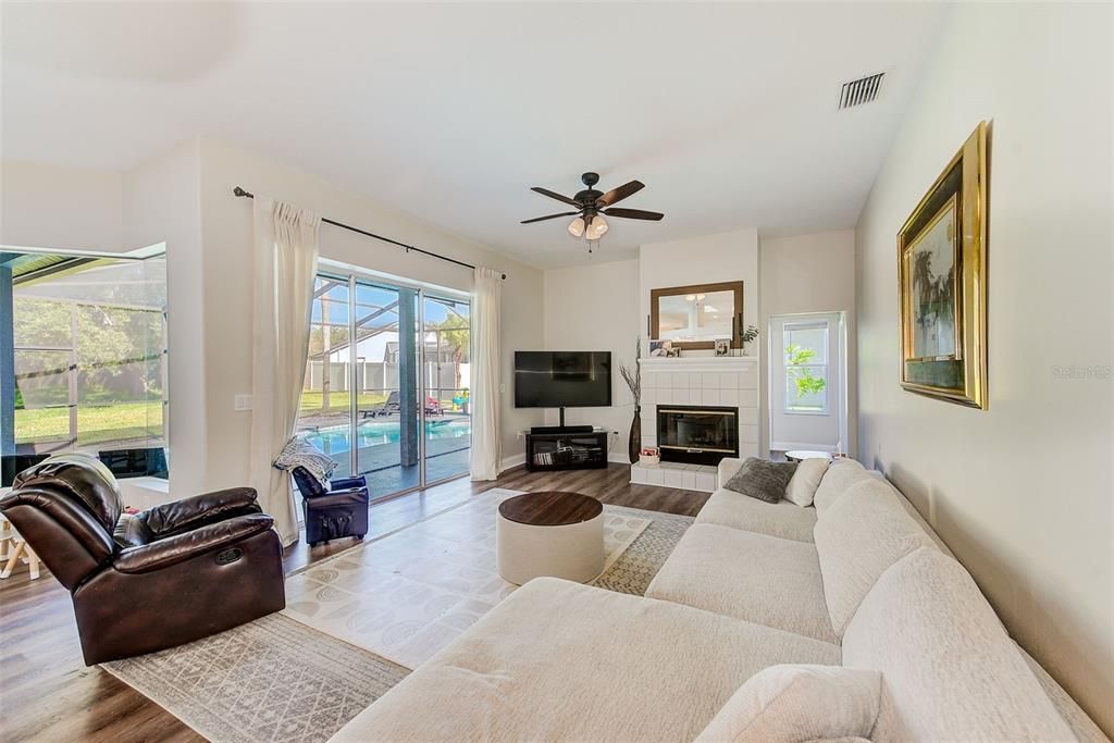 Fireplace, Interior, Living room, Wood Texture Flooring