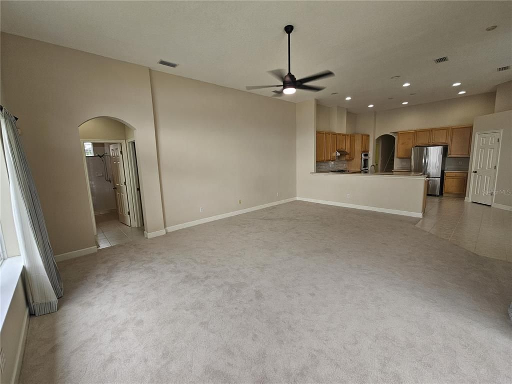 Empty room, Interior, Kitchen, Recessed Lighting, Stainless Steel Appliances
