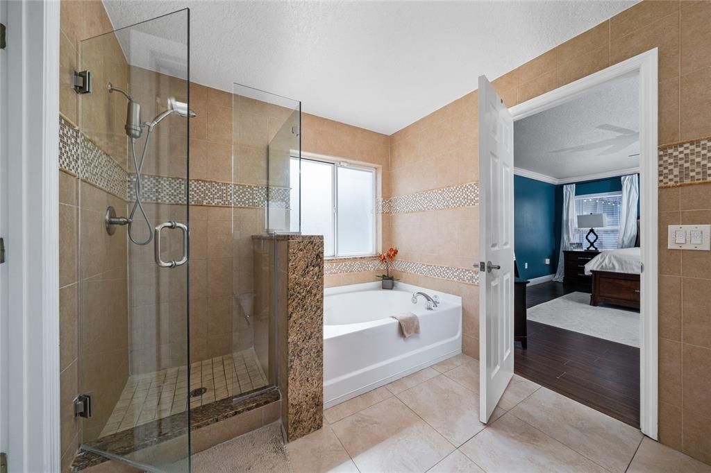 Bathroom, Bedroom, Glass Shower, Interior, Wood Texture Flooring