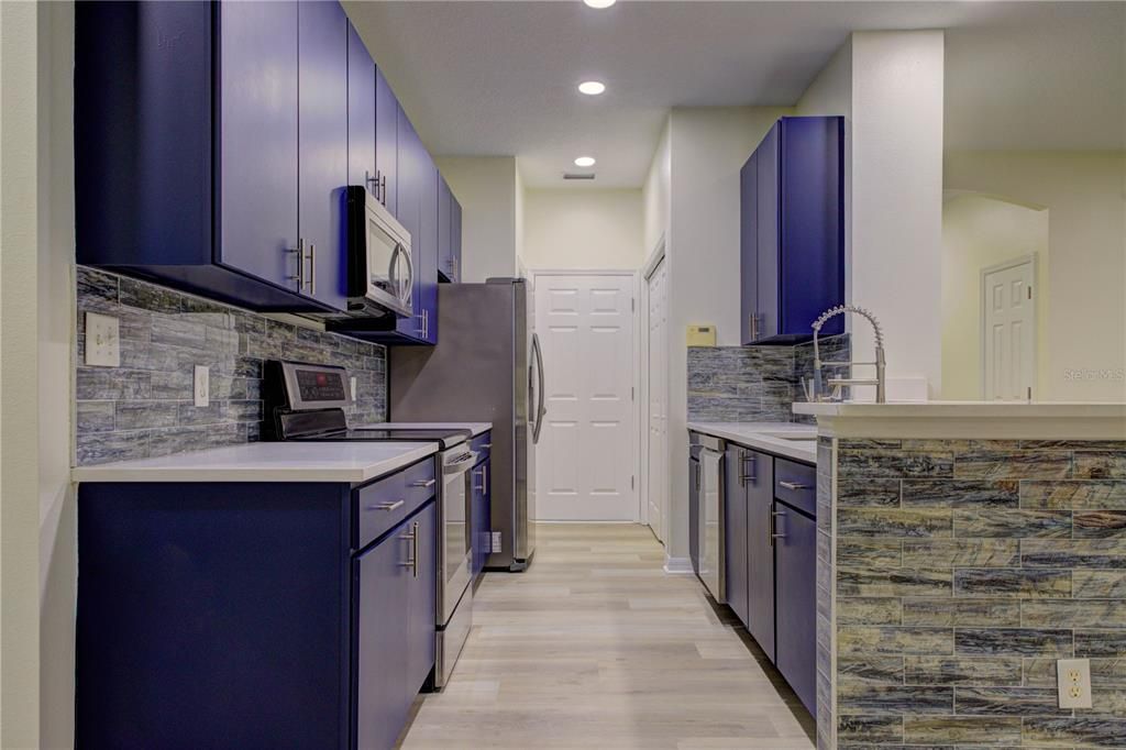 Interior, Kitchen, Recessed Lighting, Wood Texture Flooring