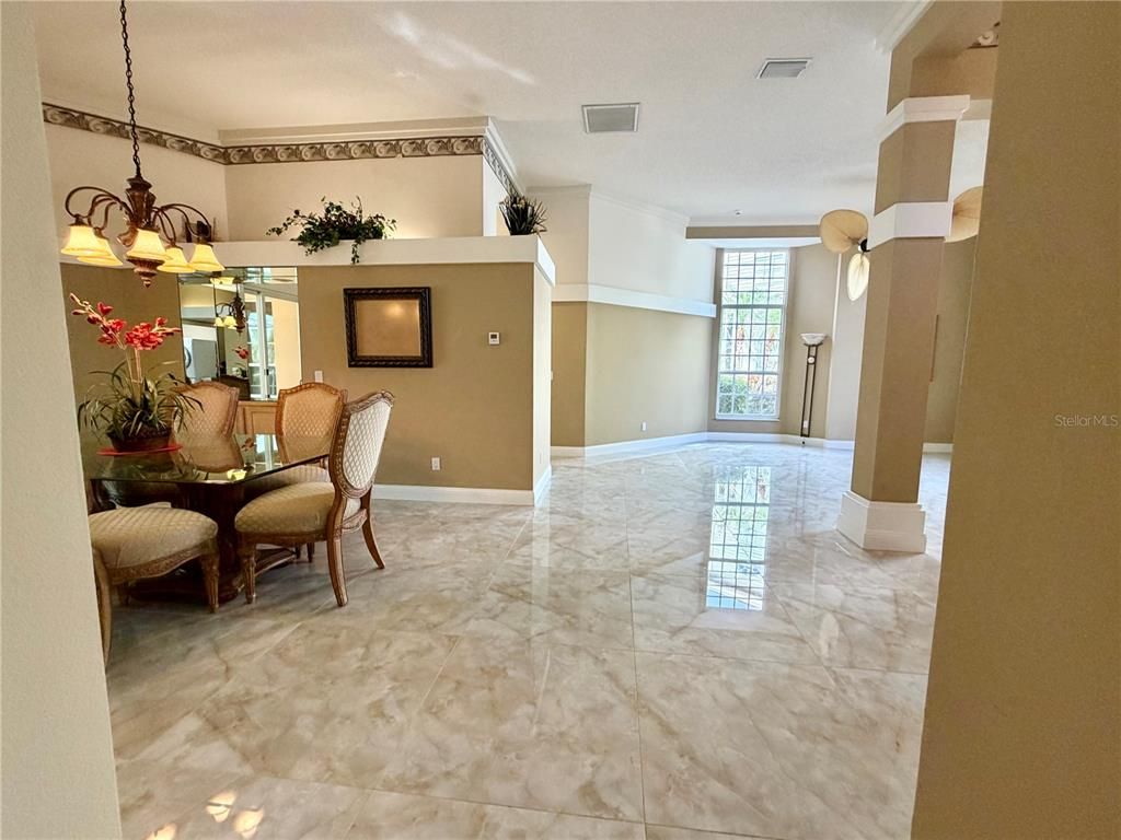 Chandelier, Dining room, Interior, Marble