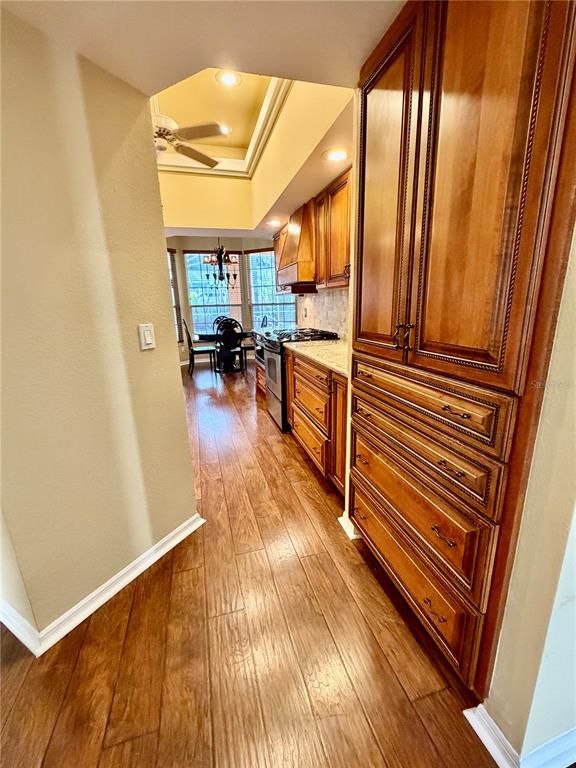 Interior, Kitchen, Recessed Lighting, Wood Texture Flooring