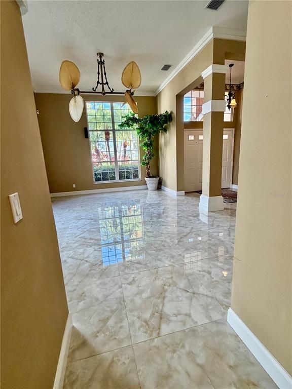 Empty room, Interior, Marble, Pendant Lights