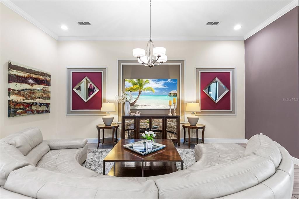 Chandelier, Interior, Living room, Recessed Lighting