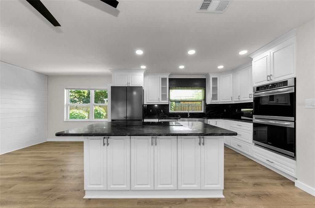 Interior, Kitchen, Recessed Lighting, Wood Texture Flooring