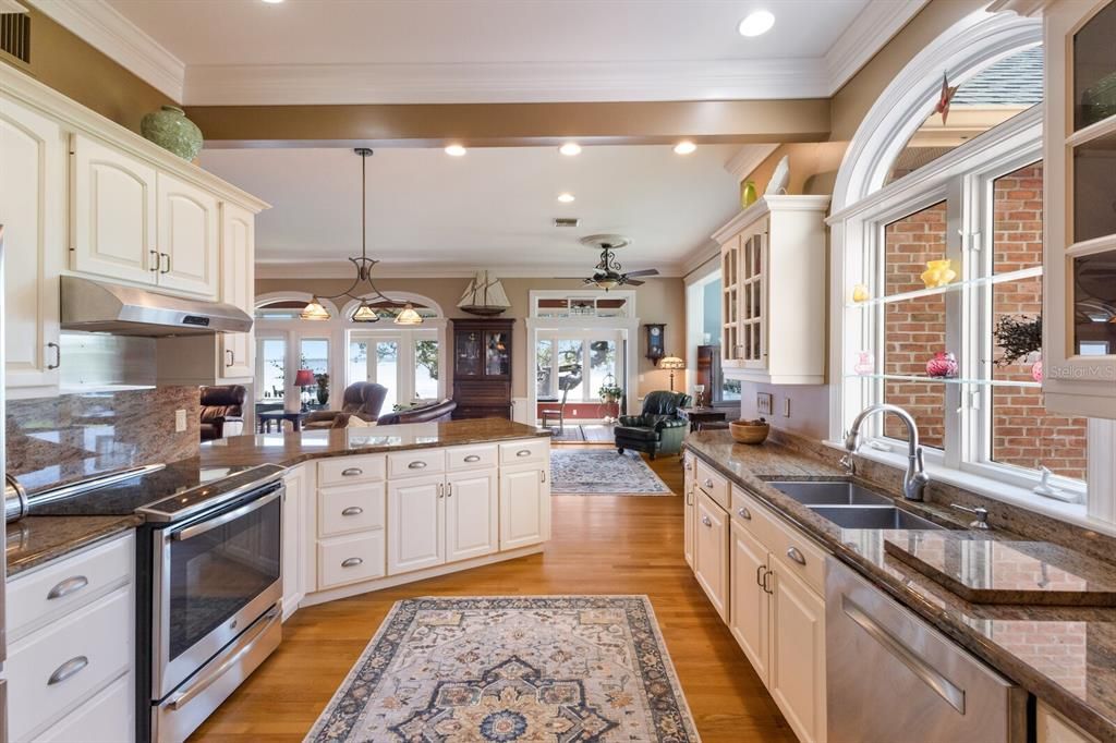 Interior, Kitchen, Living room, Pendant Lights, Recessed Lighting, Stainless Steel Appliances, Wood Texture Flooring