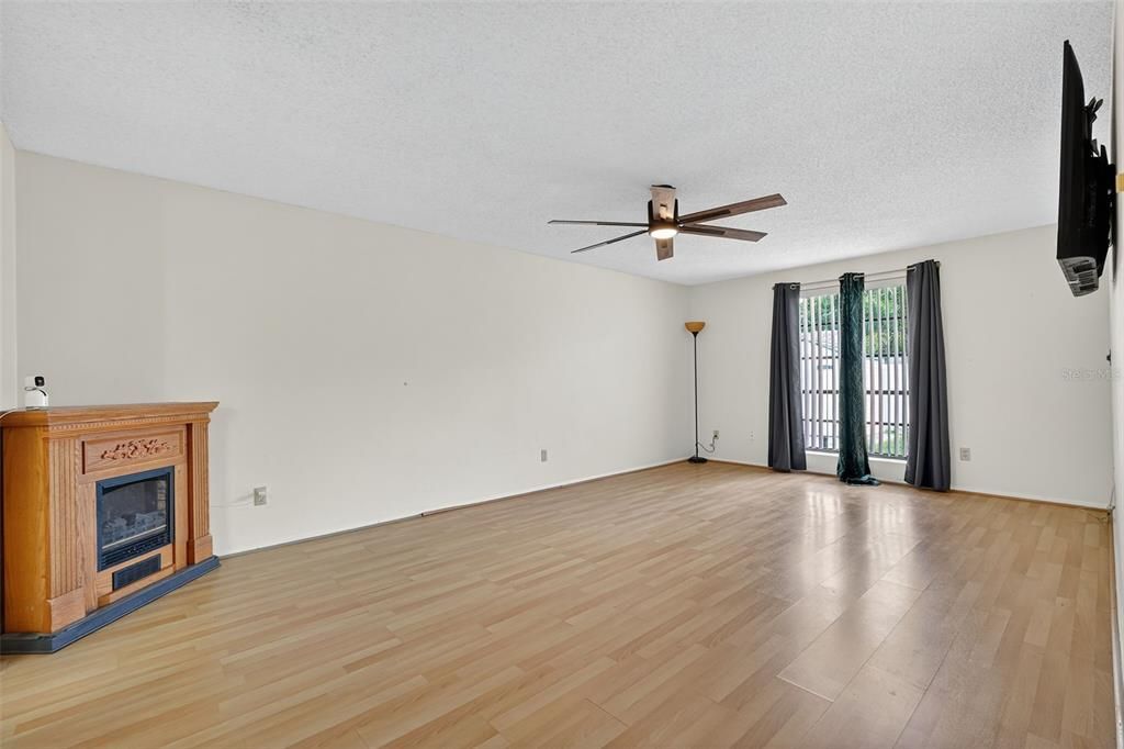 Empty room, Fireplace, Interior, Wood Texture Flooring
