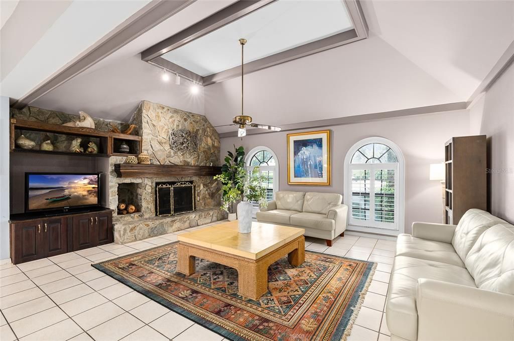 Fireplace, Interior, Living room, Pendant Lights