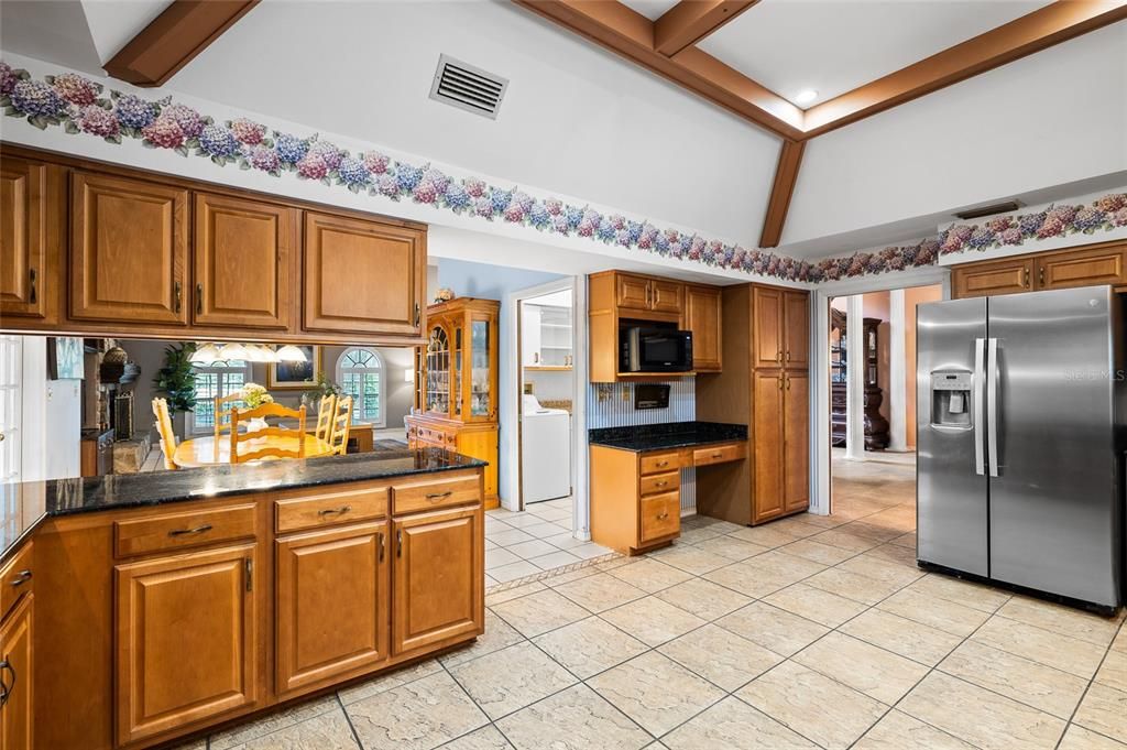 Interior, Kitchen, Recessed Lighting, Wooden Beams