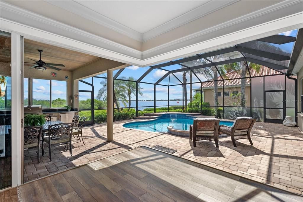 Glass Ceilings, Interior, Pool, Sun Room, Wood Texture Flooring