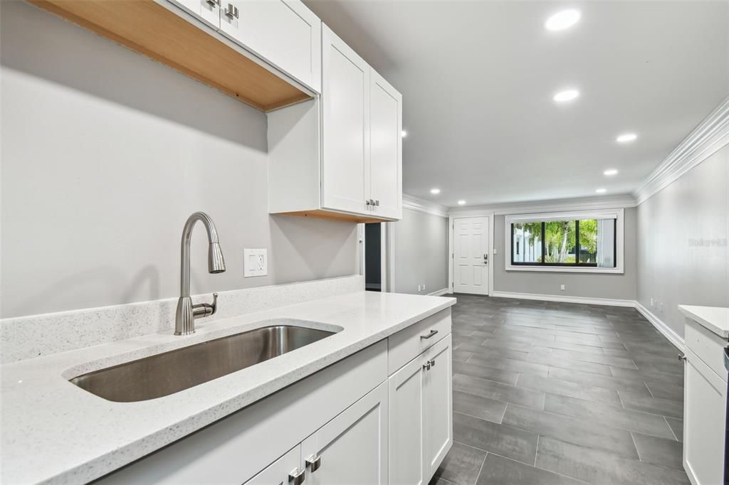 Interior, Kitchen, Recessed Lighting, Wood Texture Flooring