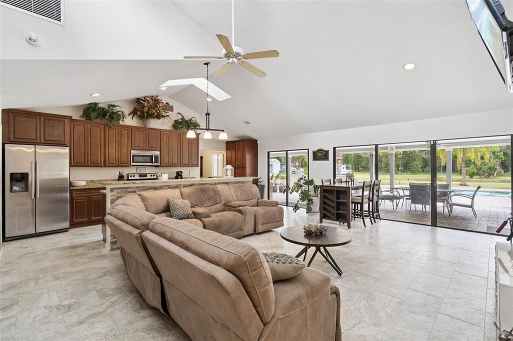 Dining room, Interior, Kitchen, Living room, Recessed Lighting, Stainless Steel Appliances