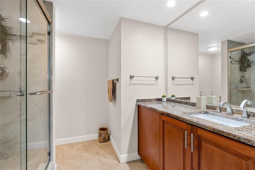 Bathroom, Dual Sink Vanities, Glass Shower, Interior, Recessed Lighting