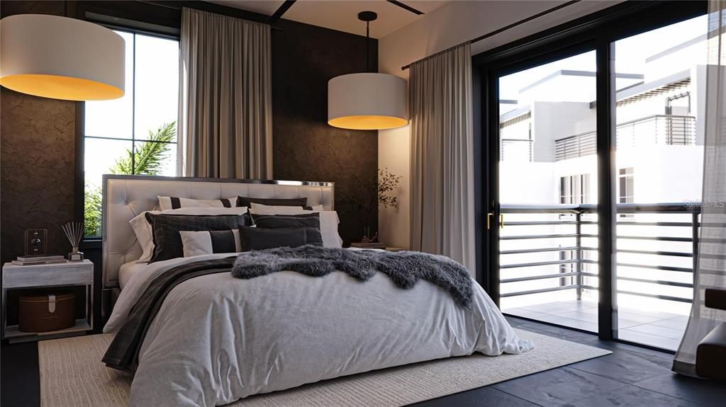 Bedroom, Interior, Pendant Lights