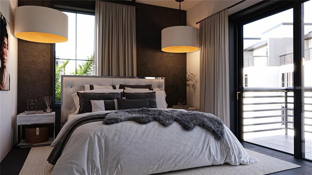 Bedroom, Interior, Pendant Lights