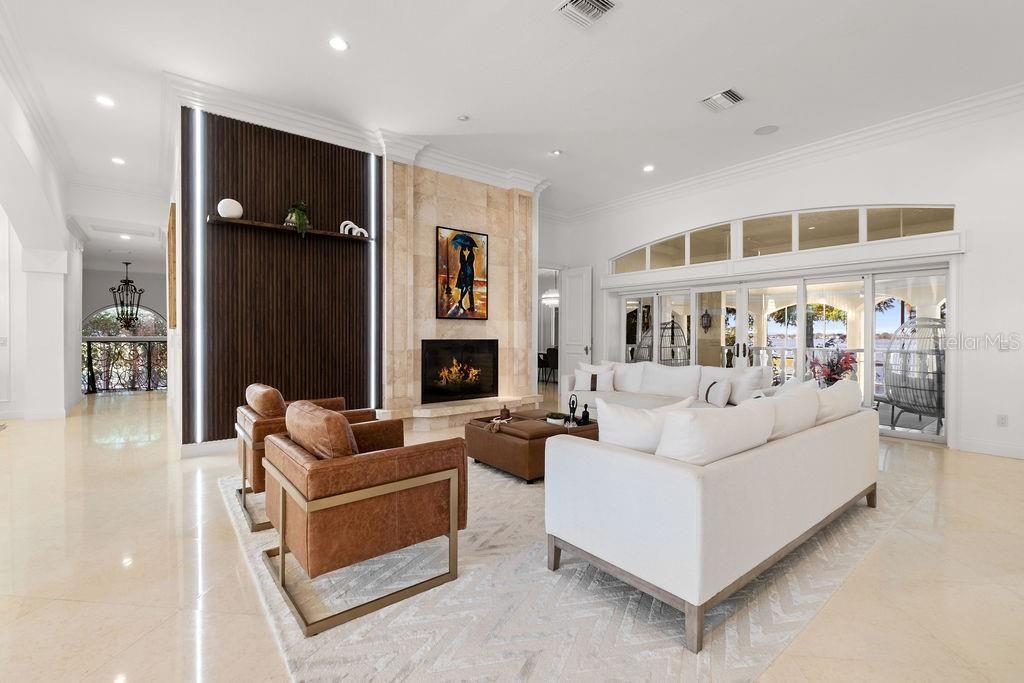 Fireplace, Interior, Living room, Recessed Lighting