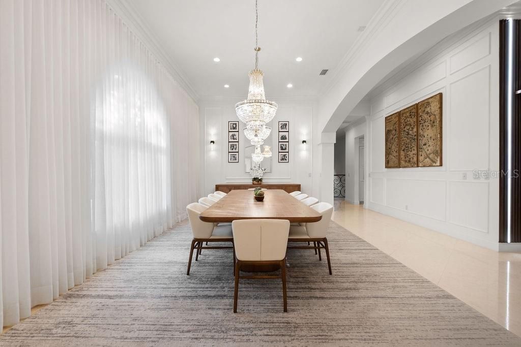 Chandelier, Dining room, Interior, Recessed Lighting