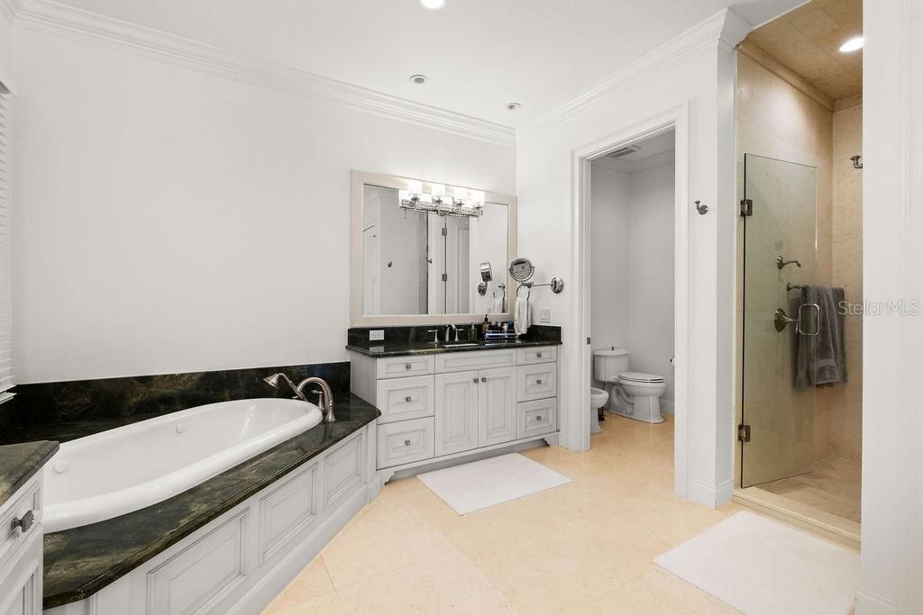 Bathroom, Dual Sink Vanities, Glass Shower, Interior, Recessed Lighting
