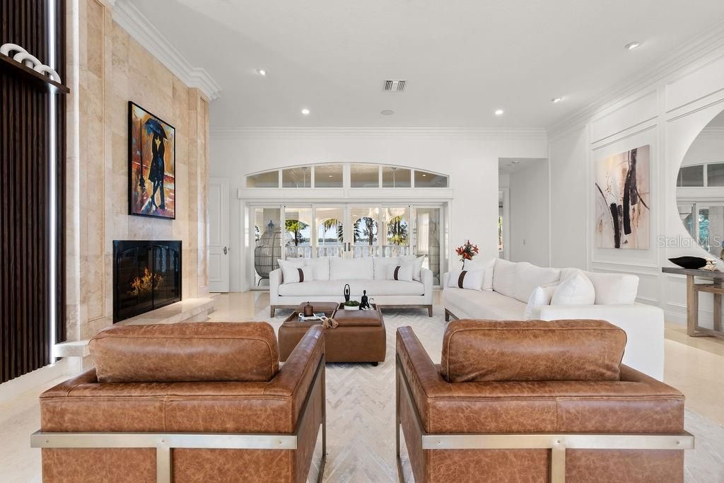 Fireplace, Interior, Living room, Recessed Lighting