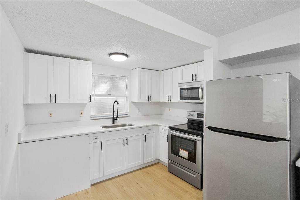 Interior, Kitchen, Stainless Steel Appliances, Wood Texture Flooring