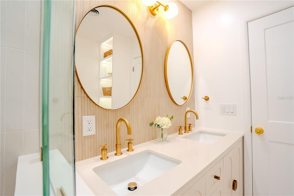 Bathroom, Dual Sink Vanities, Glass Shower, Interior