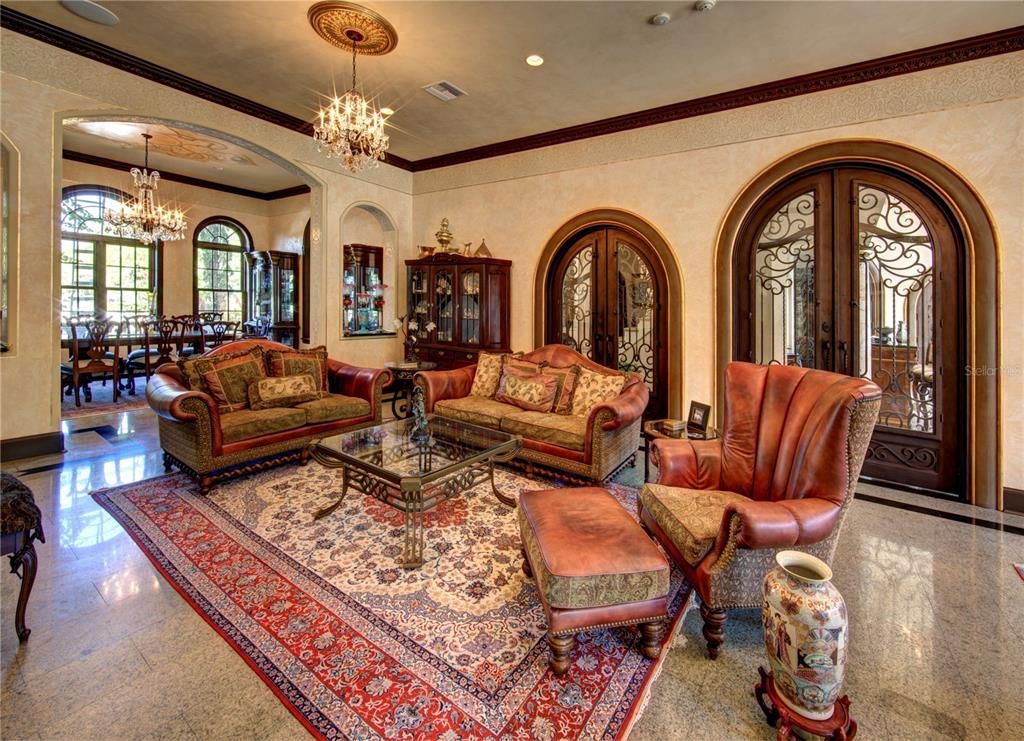 Chandelier, Interior, Living room, Recessed Lighting