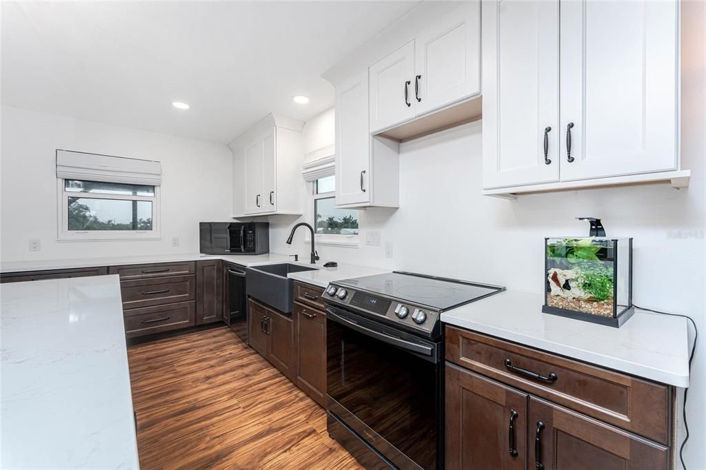 Interior, Kitchen, Recessed Lighting, Wood Texture Flooring
