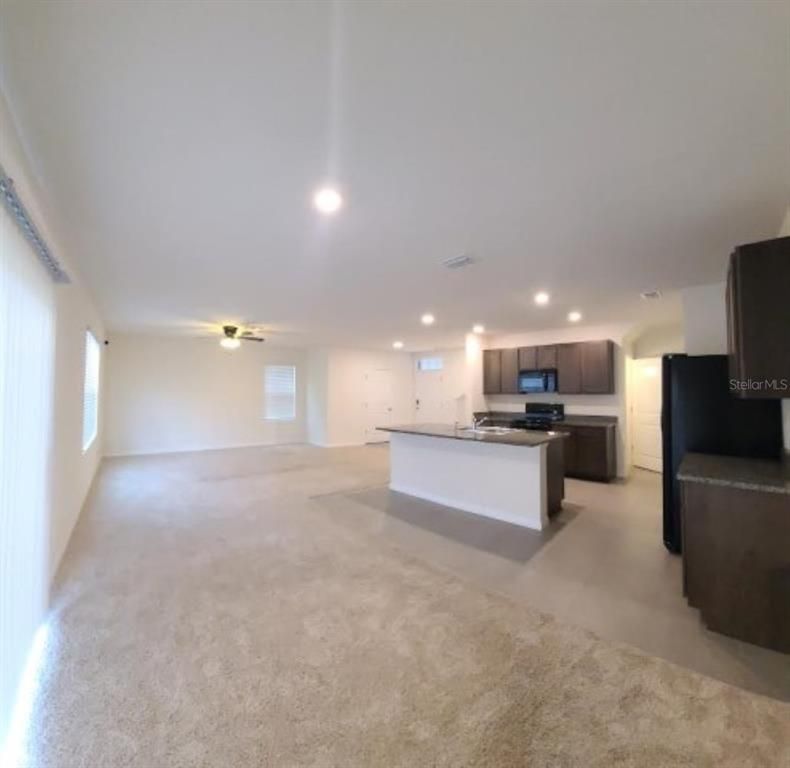 Empty room, Interior, Kitchen, Recessed Lighting, Stainless Steel Appliances