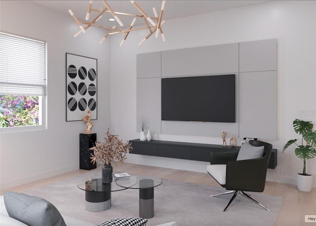 Interior, Living room, Pendant Lights, Wood Texture Flooring