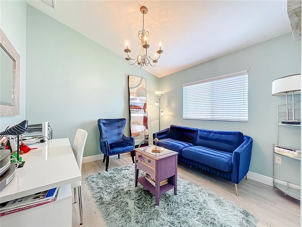 Chandelier, Home Office, Interior, Wood Texture Flooring