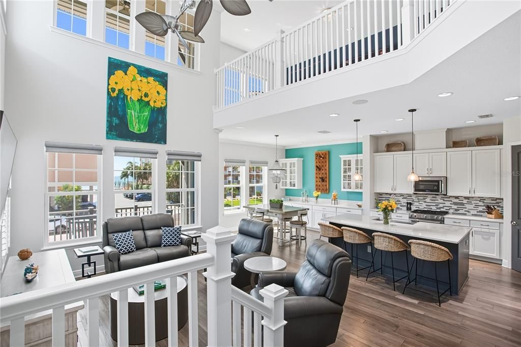Dining room, Interior, Kitchen, Living room, Pendant Lights, Recessed Lighting, Stainless Steel Appliances, Wood Texture Flooring