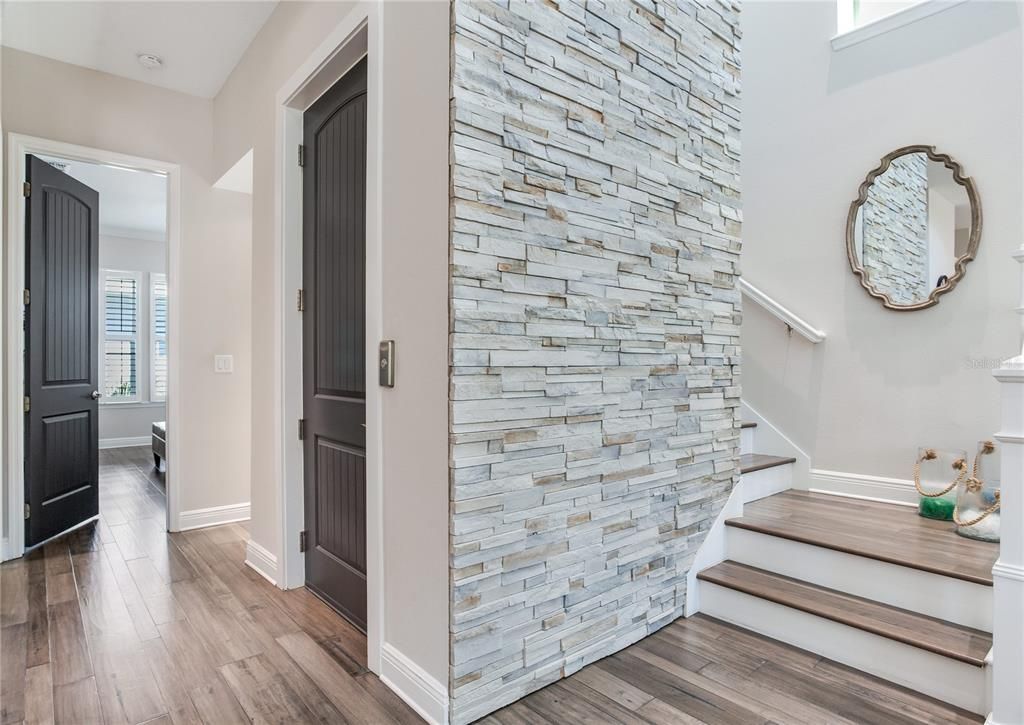 Interior, Stone Walls, Wood Texture Flooring