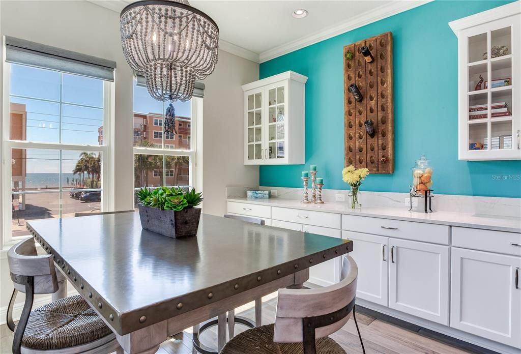 Chandelier, Dining room, Interior, Recessed Lighting, Water, Wood Texture Flooring